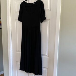 Madewell Black Midi Dress Puff Sleeve Babydoll Minimalist Flowy Size 2